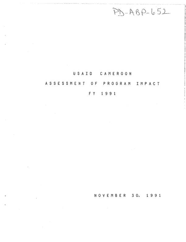 USAID Cameroon : assessment of program impact, FY 1991