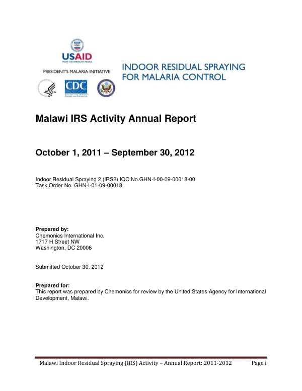 Malawi IRS Activity Annual Report