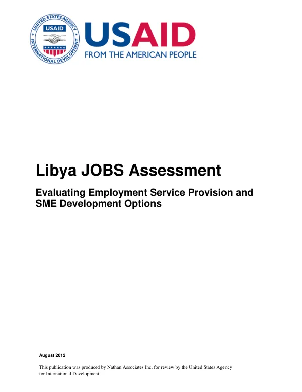 Libya JOBS Assessment: Evaluating Employment Service Provision and SME Development Options