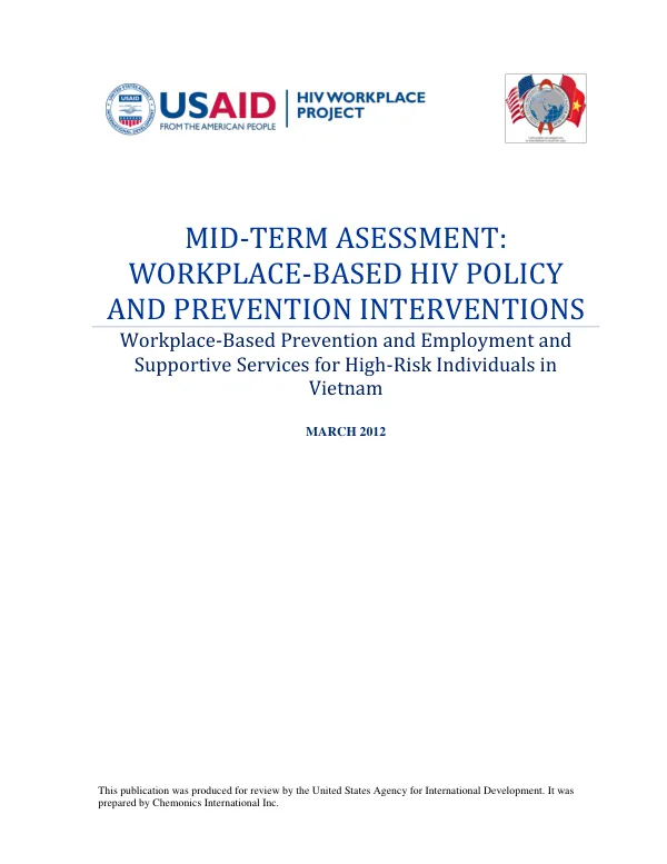 Mid-Term Assessment: Workplace-Based HIV Policy And Prevention Interventions