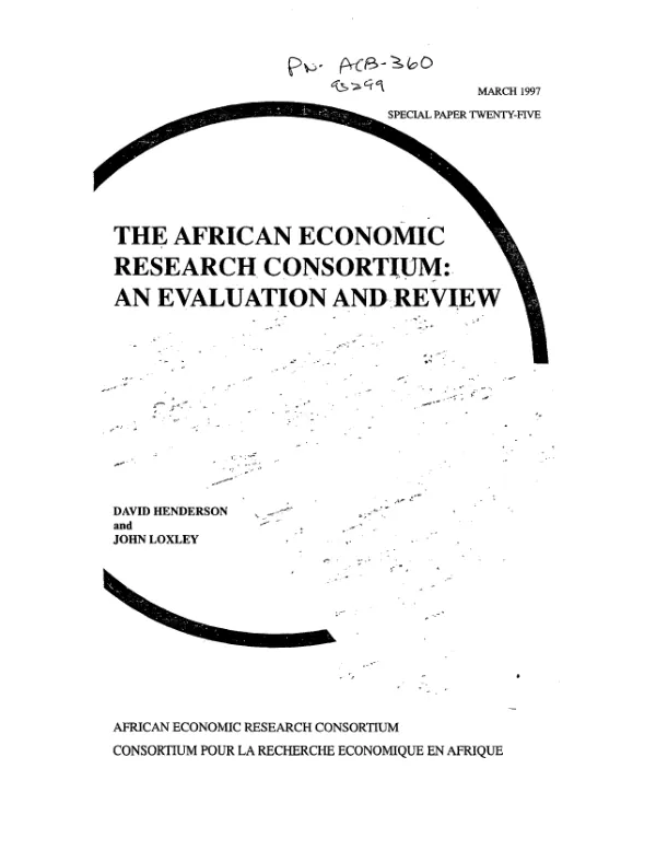 African Economic Research Consortium : an evaluation and review