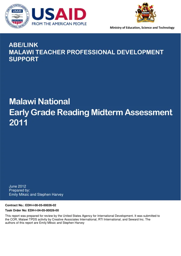 Malawi National Early Grade Reading Midterm Assessment 2011