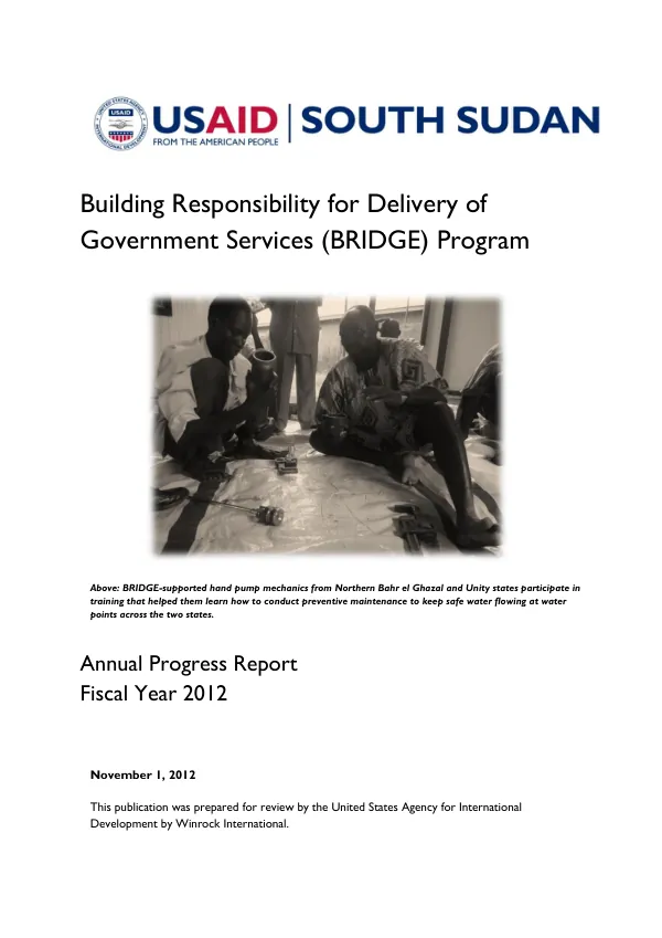 Building Responsibility for Delivery of Government Services (BRIDGE) Program - Annual Progress Report - Fiscal Year 2012