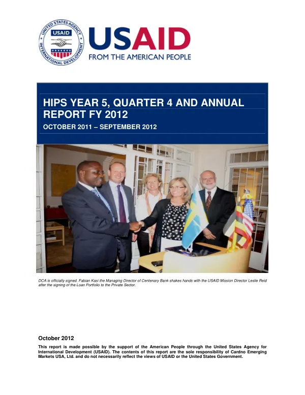 HIPS Year 5, Quarter 4 and Annual Report FY 2012: October 2011 – September 2012