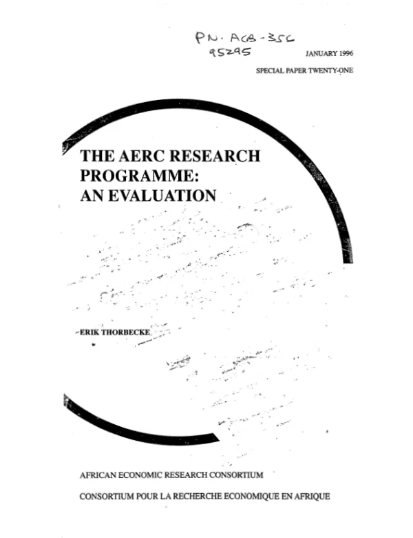 AERC research programme : an evaluation