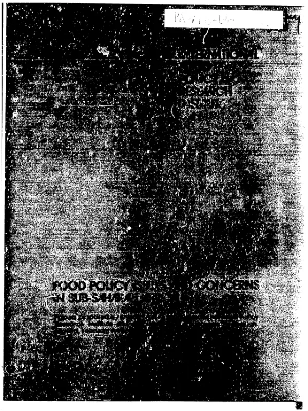 Food policy issues and concerns in sub-Saharan Africa : papers prepared by researchers at the International Food Policy Research Institute and discussed with colleagues in Ibadan, Nigeria, February 9-11, 1981