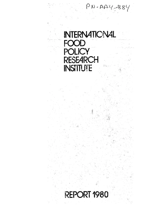 International Food Policy Research Institute (IFPRI) [annual] report 1980