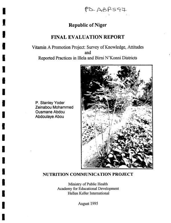 Final evaluation report : vitamin A promotion project (phase II) -- November 27-December 20, 1994