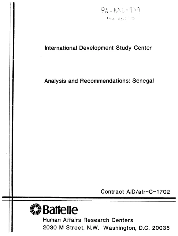 Analysis and recommendations : Senegal