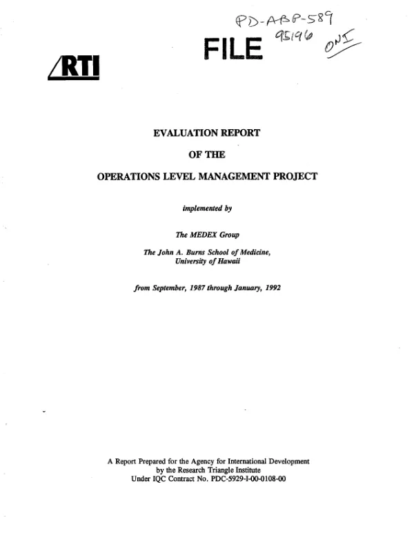 Evaluation report of the operations level management project