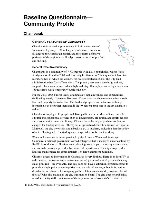 Baseline questionnaire : community profile -- Chambarak