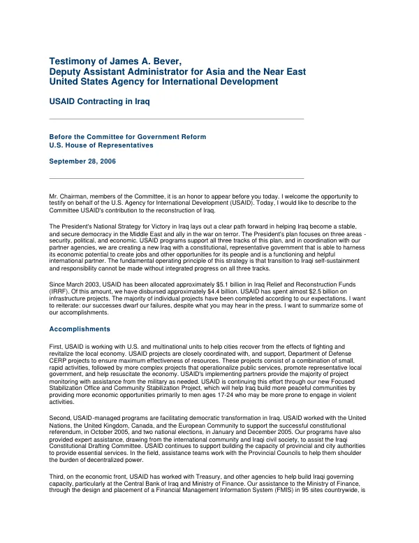 USAID contracting in Iraq