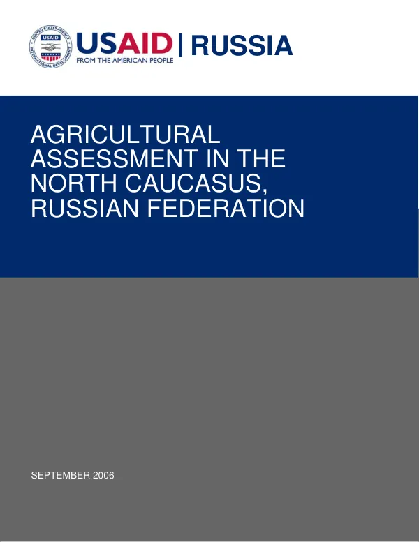 Agricultural assessment of the North Caucasus Russian Federation