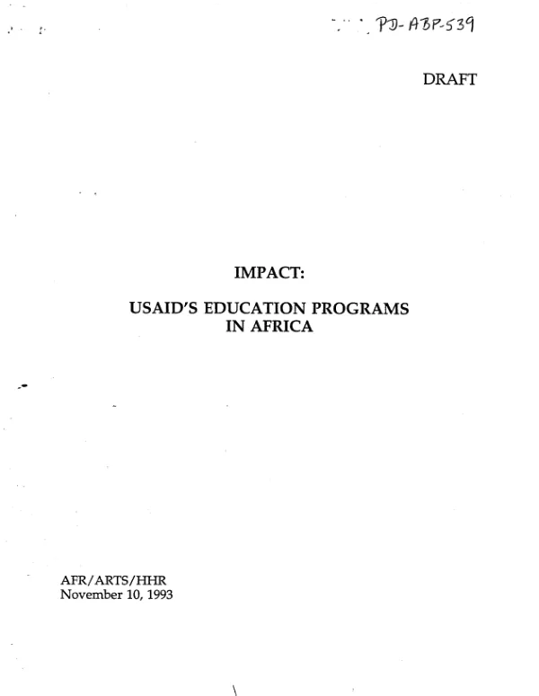 Impact : USAID's education programs in Africa