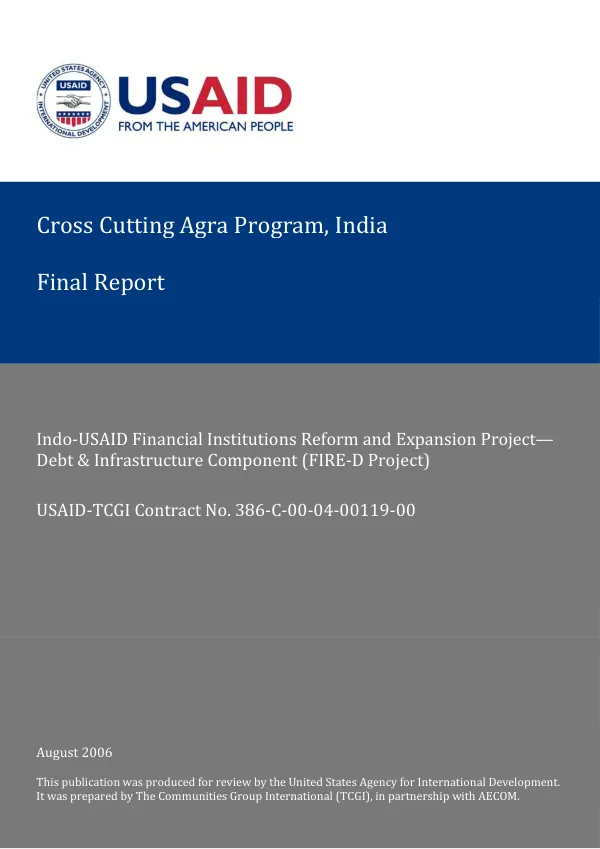 Cross cutting Agra program, India : final report