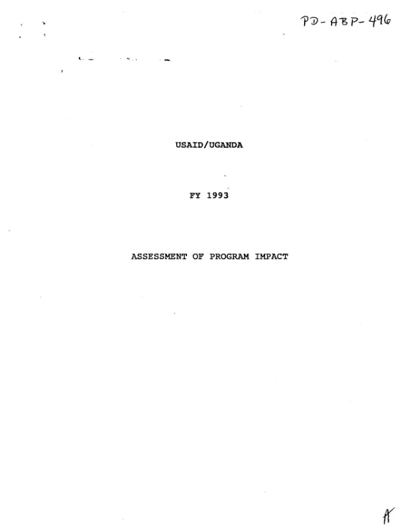 USAID/Uganda : FY 1993 assessment of program impact