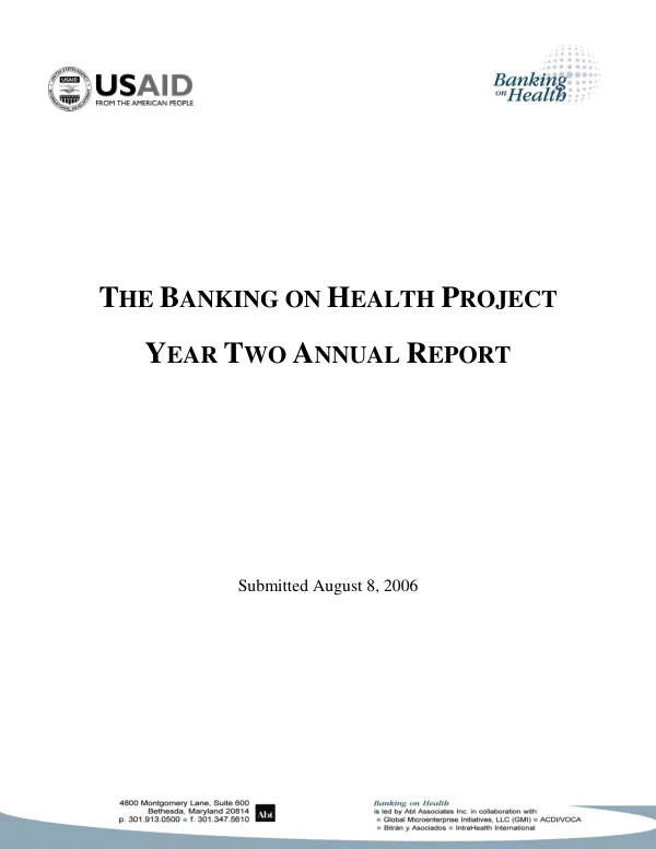 The Banking on Health project -- year two annual report