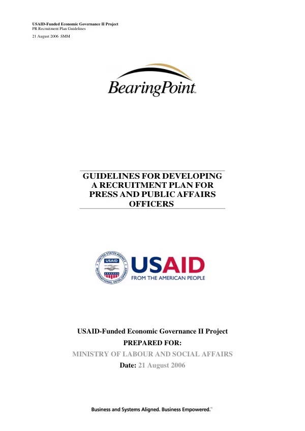 Guidelines for developing a recruitment plan for press and public affairs officers