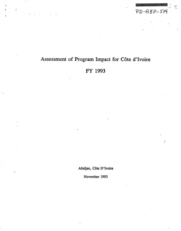 Assessment of program impact for Cote d'Ivoire [Ivory Coast], FY 1993