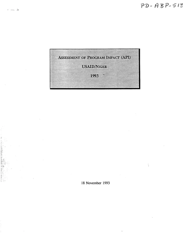 Assessment of program impact (API) : USAID/Niger, 1993