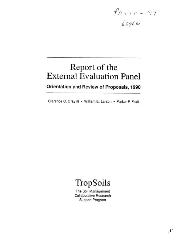 Report of the external evaluation panel : orientation and review of proposals, 1990