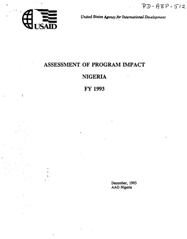 Assessment of program impact : Nigeria FY 1993