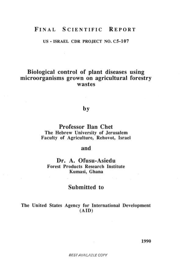 Biological control of plant diseases using microorganisms grown on agricultural forestry wastes