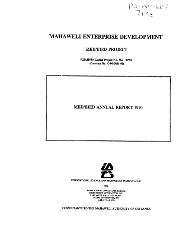 Mahaweli enterprise development MED/EIED annual report 1990