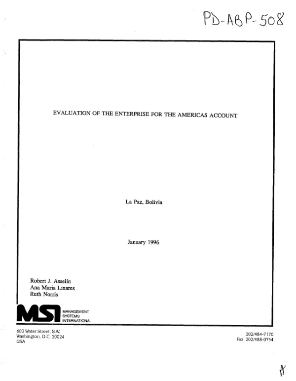 Evaluation of the Enterprise for the Americas account