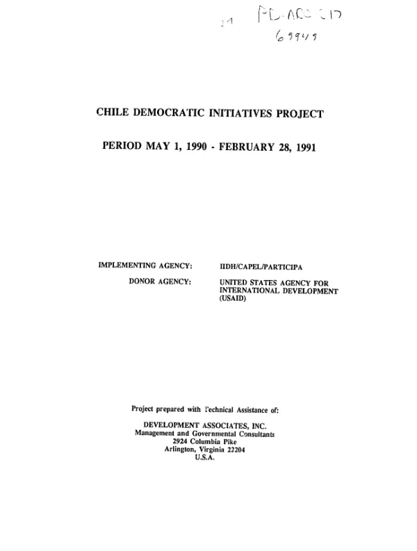 Chile democratic initiatives project, period May 1, 1990 - February 28, 1991
