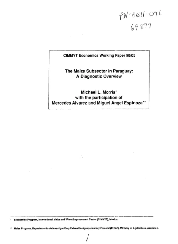 Maize subsector in Paraguay : a diagnostic overview