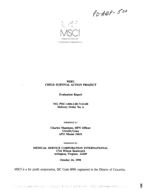 Peru child survival action project : evaluation report