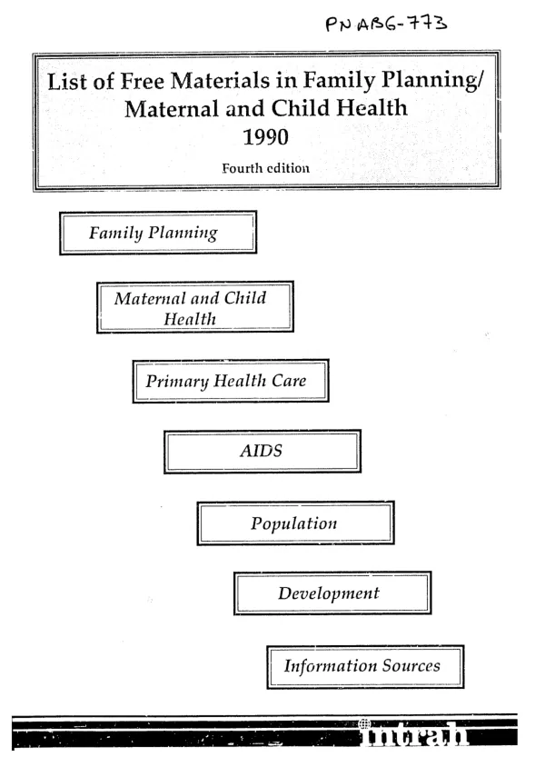 List of free materials in family planning/maternal and child health, 1990, fourth edition
