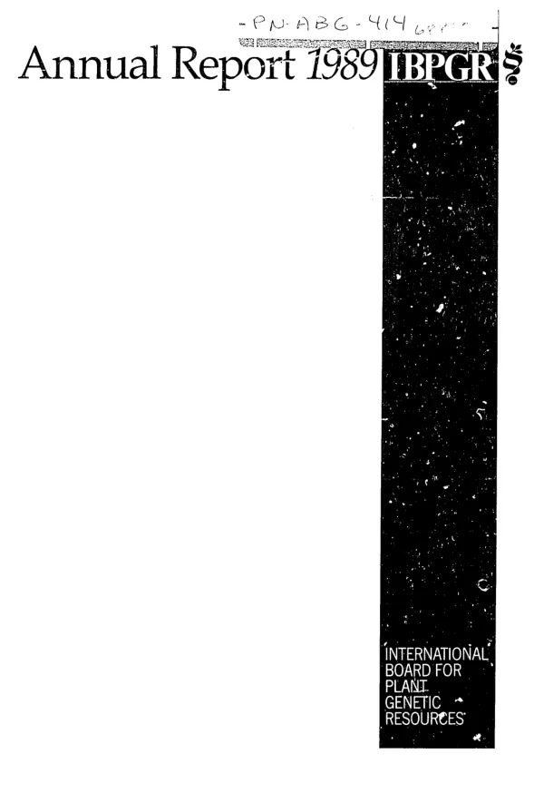International Board for Plant Genetic Resources [IBPGR] : annual report 1989