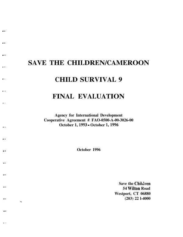 Save the Children/Cameroon : child survival 9 -- final evaluation