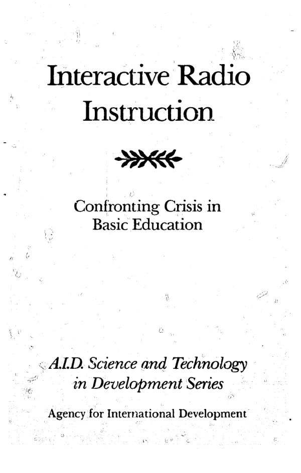 Interactive radio instruction : confronting crisis in basic education