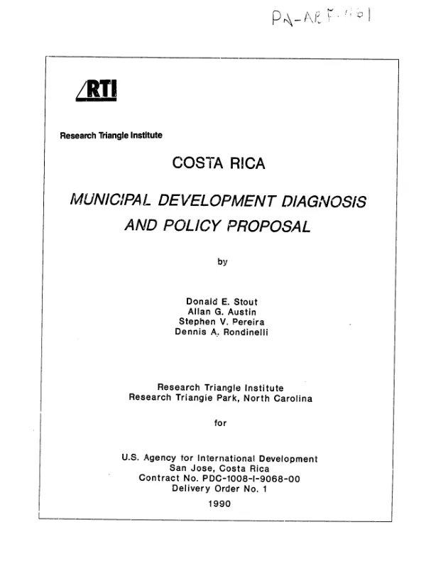 Costa Rica : municipal development diagnosis and policy proposal