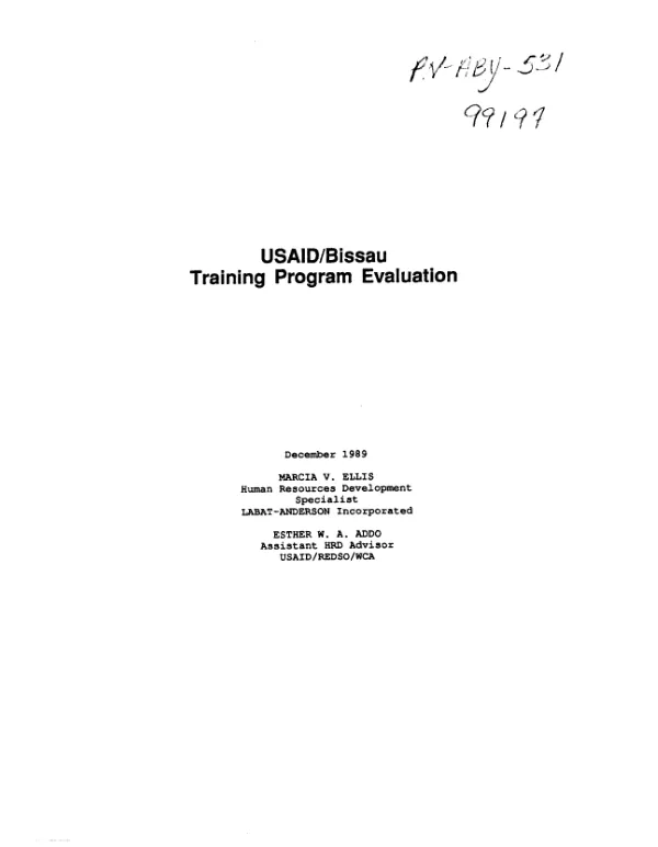 USAID/[Guinea-]Bissau : training program evaluation