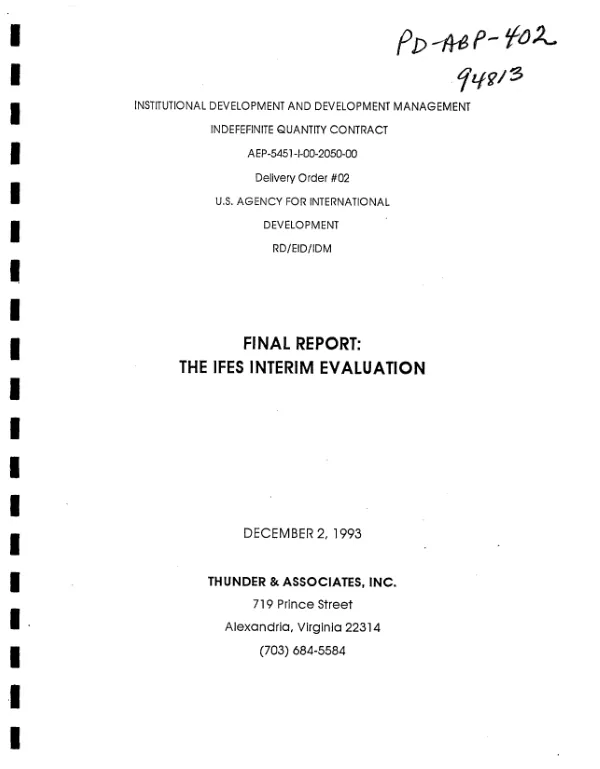 Final report : the IFES interim evaluation