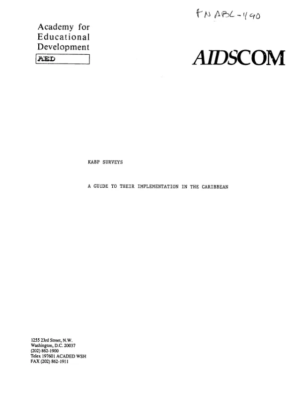 AIDS KABP surveys : a guide to their implementation in the Caribbean