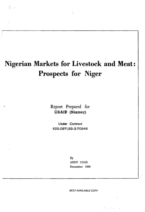Nigerian markets for livestock and meat : prospects for Niger