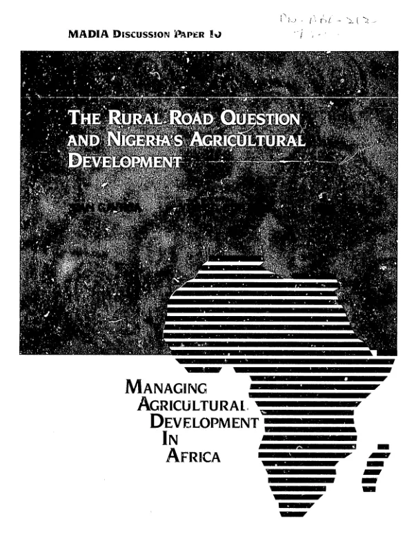 Rural road question and Nigeria"s agricultural development