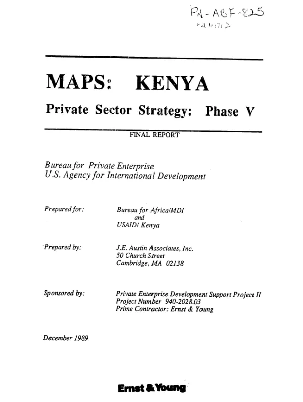 MAPS : Kenya -- private sector strategy, phase V -- final report