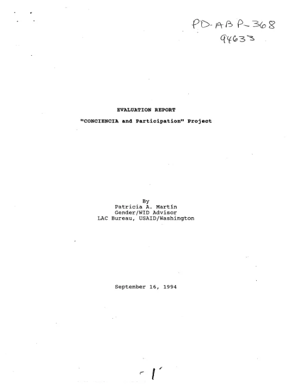Evaluation report : 'Conciencia and participation' report