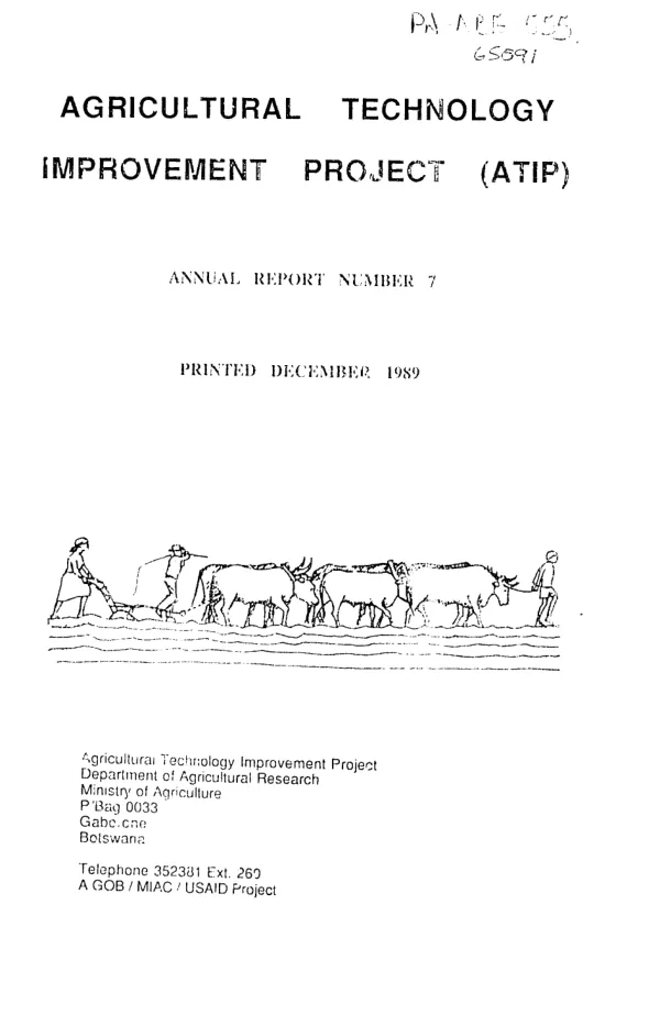 Agricultural technology improvement project (ATIP) : annual report number 7