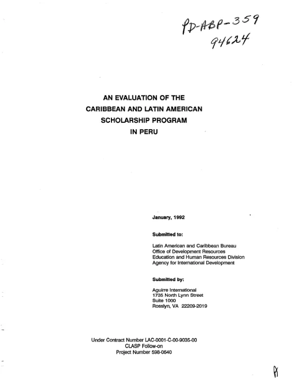 Evaluation of the Caribbean and Latin American scholarship program in Peru
