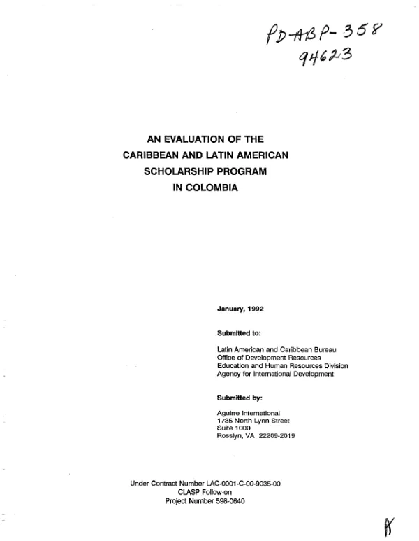 Evaluation of the Caribbean and Latin American scholarship program in Colombia