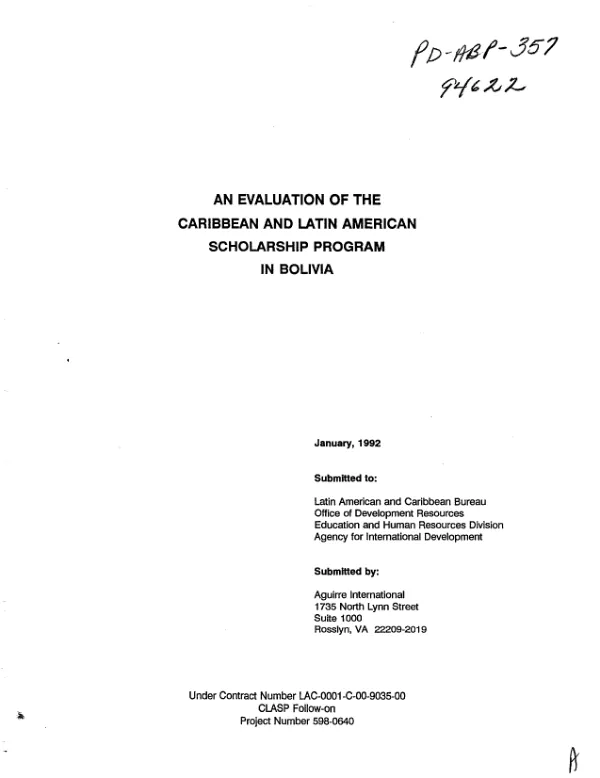Evaluation of the Caribbean and Latin American scholarship program in Bolivia