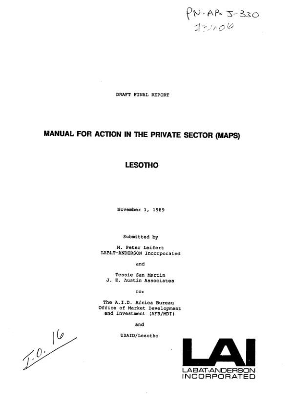 Manual for action in the private sector (MAPS) : Lesotho
