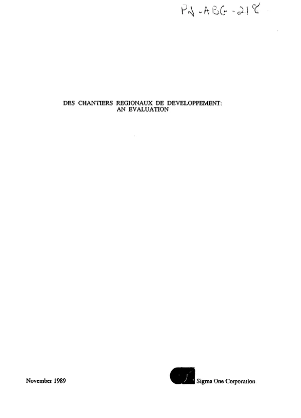 Chantiers Regionaux de Developpement : an evaluation